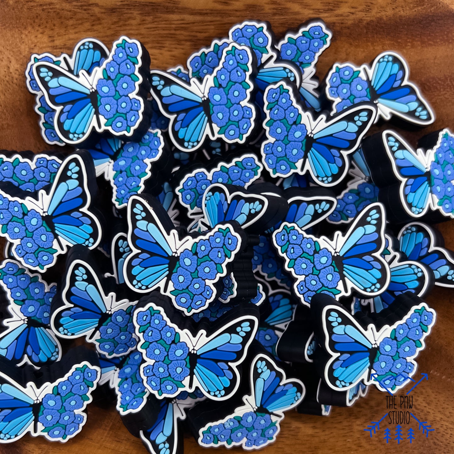 Blue floral butterfly focal