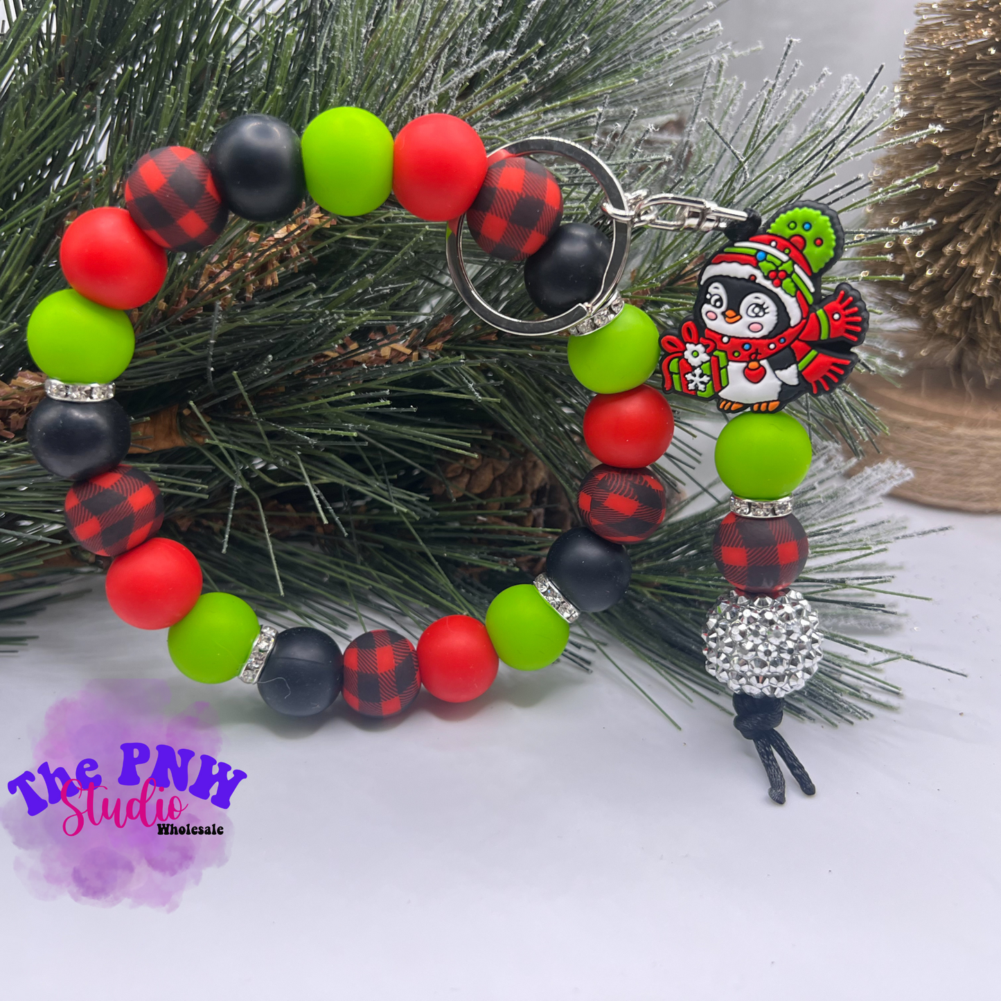 Christmas penguin - RTS Keychain wristlet