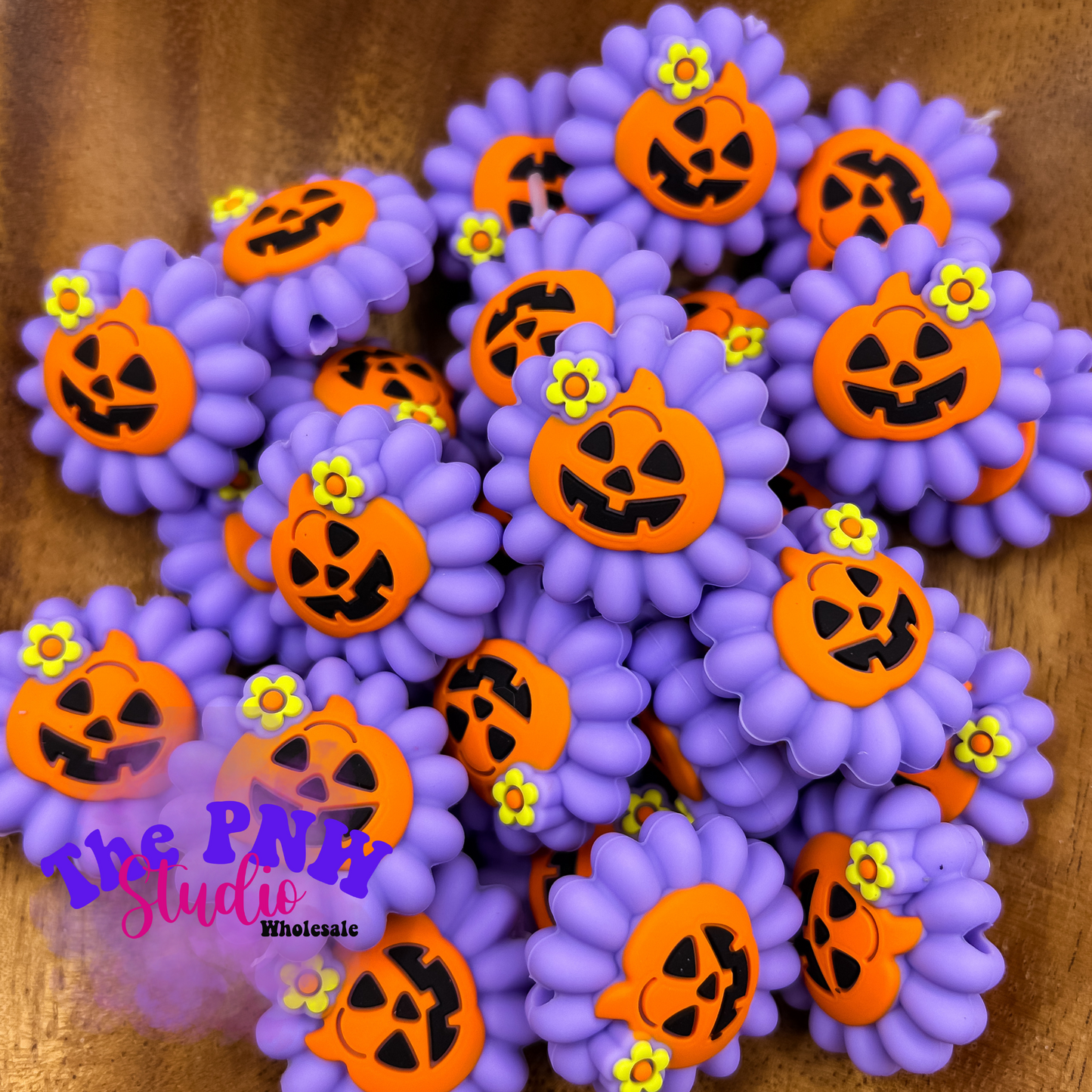 3D purple flower pumpkin focal