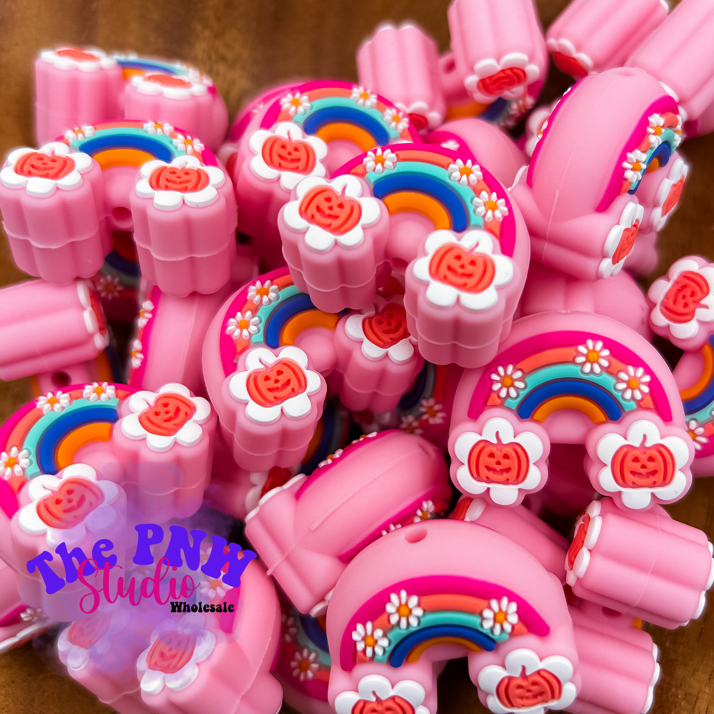 3D pink pumpkin rainbow