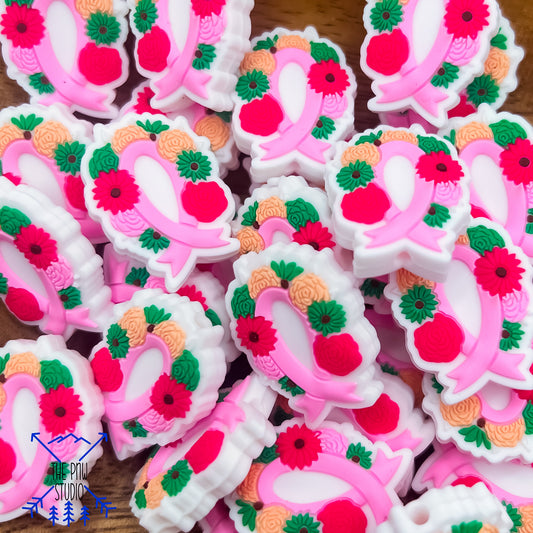Pink floral Ribbon Focal