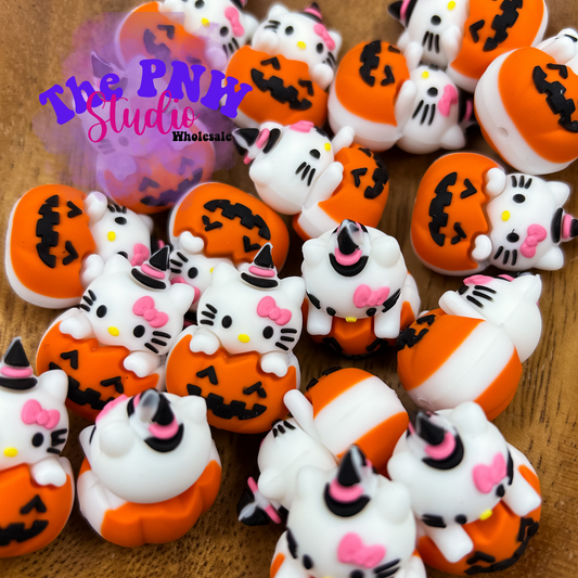 3D kitty pumpkin focal