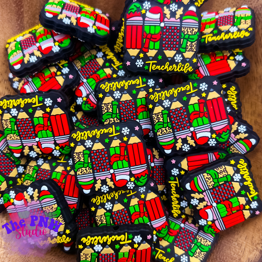 Teacher life Christmas pencil focal