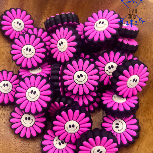 Pink smile face sunflower focal