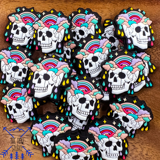 Rainbow skull focal bead