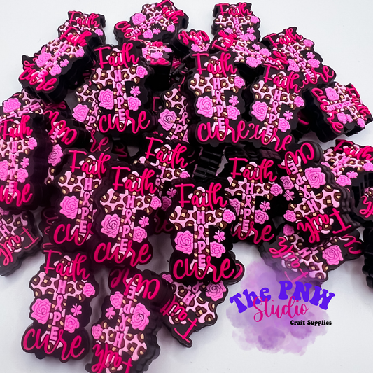 Faith Hope Cure pink ribbon focal